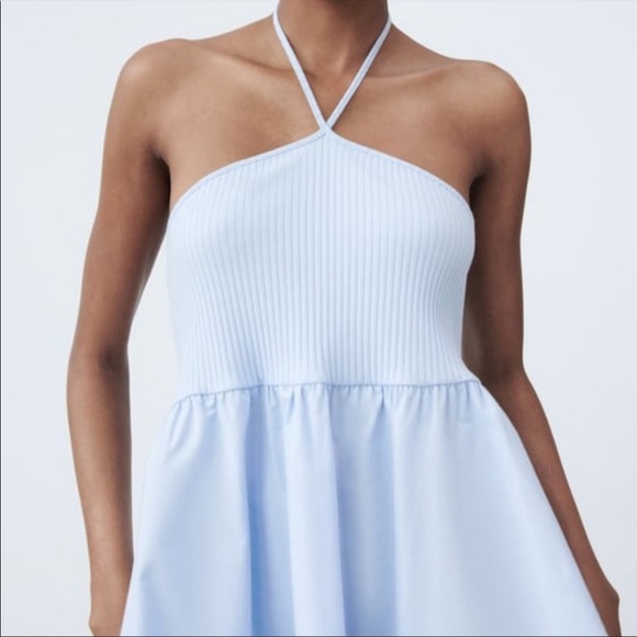 NWT Zara Halter Dress light blue M - Picture 2 of 13